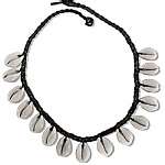 15 COWRY SHELLS DROP BRAID CORD NECKLACE
