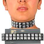 M-TV 2 ROW SILVER STUDDED COLLAR