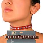 M-TV SILVER STUDDED RED COLLAR CHOKER