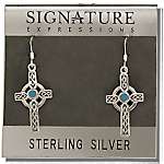 STERLING GENUINE STONE CELTIC CROSS DANGLES