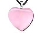CARVED GENUINE ROSE QUARTZ HEART PENDANT w/CORD