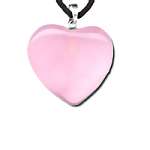 CARVED GENUINE ROSE QUARTZ HEART PENDANT w/CORD