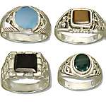 STERLING GENUINE STONE MEN'S DESIGN RINGS