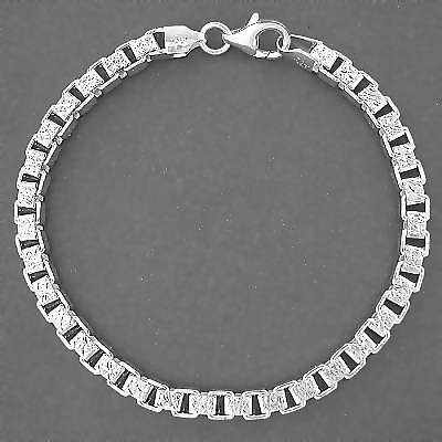 #293-103--Pulsera de Plata Esterlina con eslabn de caja estilo pave