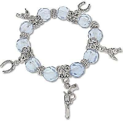 Chunky Facet Bead Western Charm Bracelet